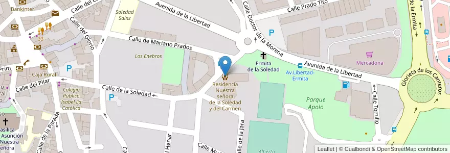 Mapa de ubicacion de Residencia Nuestra señora de la Soledad y del Carmen en Spanien, Autonome Gemeinschaft Madrid, Autonome Gemeinschaft Madrid, Cuenca Alta Del Manzanares, Colmenar Viejo.