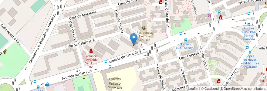 Mapa de ubicacion de Residencia para Mayores Avenida San Luis en Spanje, Comunidad De Madrid, Comunidad De Madrid, Área Metropolitana De Madrid Y Corredor Del Henares, Madrid.