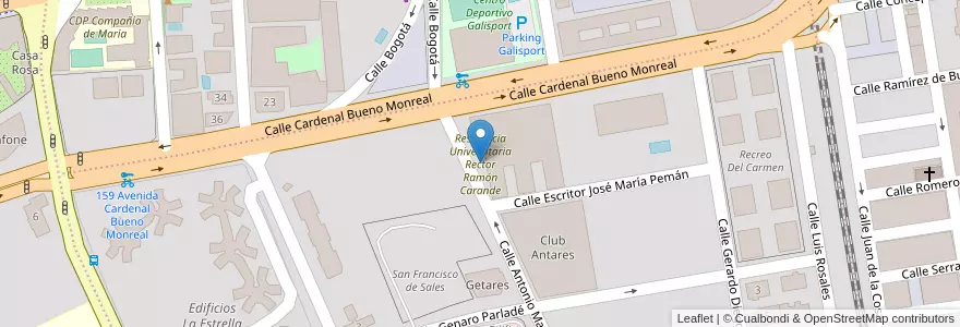 Mapa de ubicacion de Residencia Universitaria Rector Ramón Carande en Spanje, Andalusië, Sevilla, Sevilla.