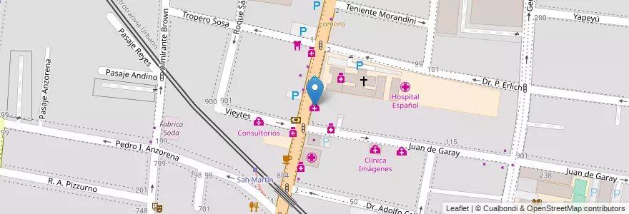 Mapa de ubicacion de Resonancia Magnetica - Hospital Español en 아르헨티나, 칠레, Mendoza, Godoy Cruz, Departamento Godoy Cruz, Distrito Ciudad De Godoy Cruz.