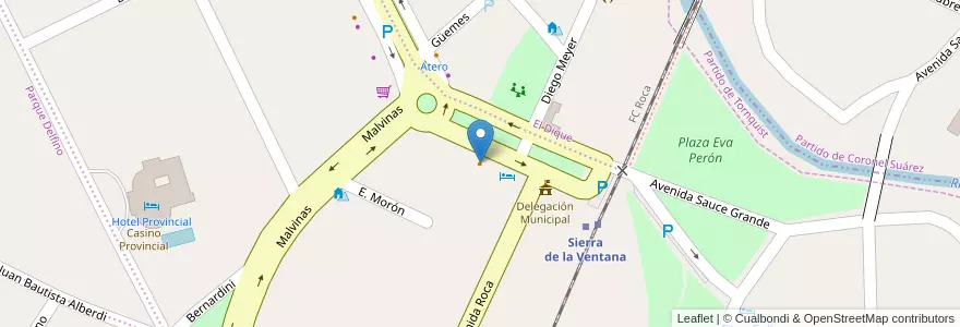 Mapa de ubicacion de Restaurant en Argentine, Province De Buenos Aires, Partido De Tornquist.