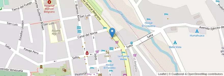 Mapa de ubicacion de Restaurant en Arjantin, Jujuy, Departamento Humahuaca, Municipio De Humahuaca, Humahuaca.