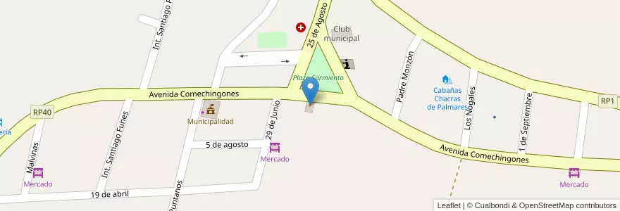 Mapa de ubicacion de Restaurant en 아르헨티나, San Luis, Chacabuco, Comisión Municipal De Papagayos.