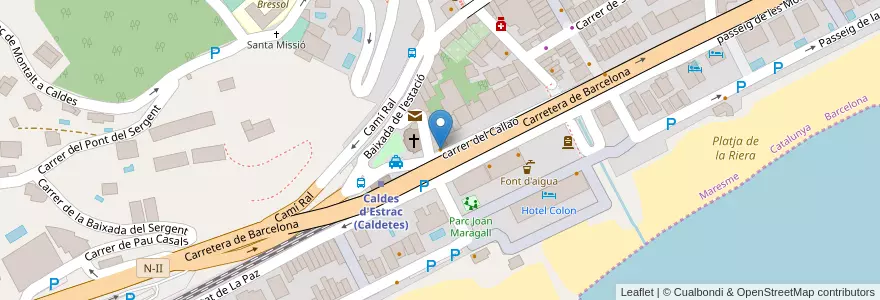 Mapa de ubicacion de Restaurant Can Sunye en 스페인, Catalunya, Barcelona, Maresme, Caldes D'Estrac.