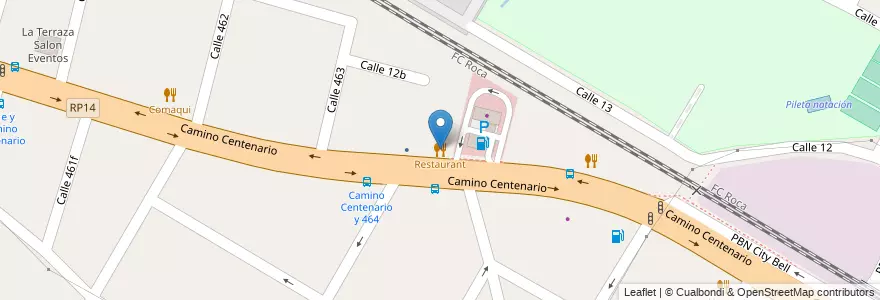 Mapa de ubicacion de Restaurant, City Bell en 阿根廷, 布宜诺斯艾利斯省, Partido De La Plata, City Bell.