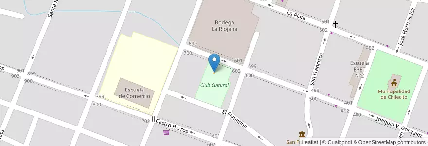 Mapa de ubicacion de Restaurant Club Cultural en Аргентина, Ла-Риоха, Departamento Chilecito, Chilecito.