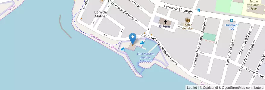 Mapa de ubicacion de Restaurant Club Marítim Molinar en Испания, España (Mar Territorial), Балеарские Острова.