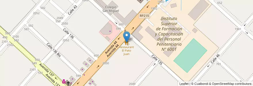 Mapa de ubicacion de Restaurant El Pato juan, San Carlos en Argentina, Buenos Aires, Partido De La Plata, San Carlos.