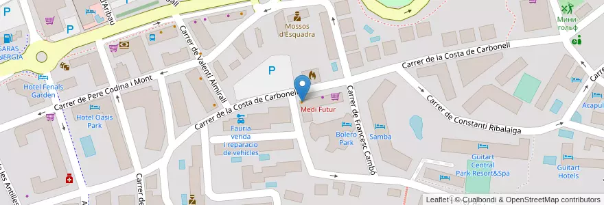 Mapa de ubicacion de Restaurant Free Wok en İspanya, Catalunya, Girona, Selva, Lloret De Mar.