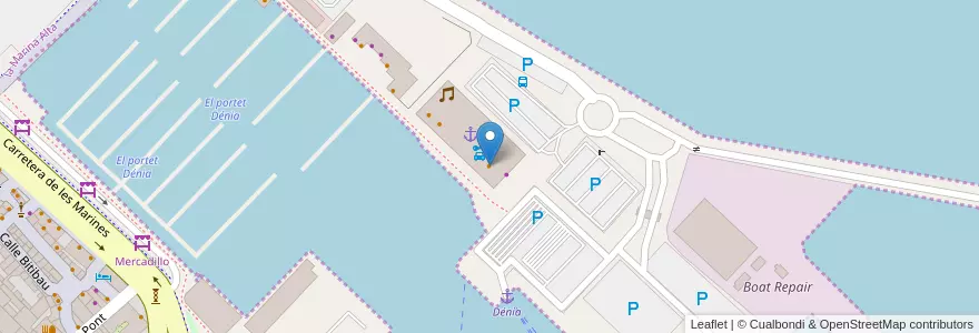 Mapa de ubicacion de Restaurant Giuseppe al Porto en スペイン, バレンシア州, Alacant / Alicante, La Marina Alta, Dénia.