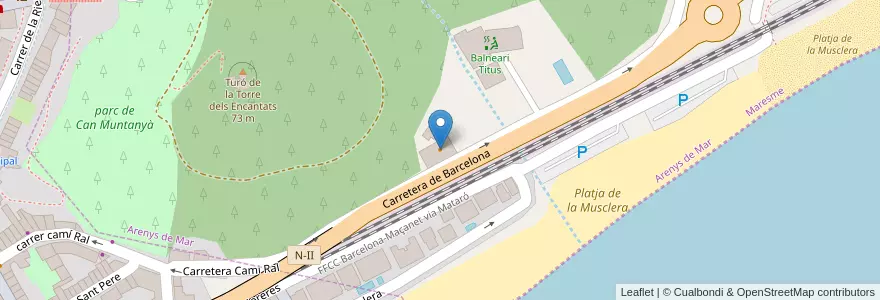 Mapa de ubicacion de Restaurant Hispània en スペイン, カタルーニャ州, Barcelona, Maresme, Arenys De Mar.