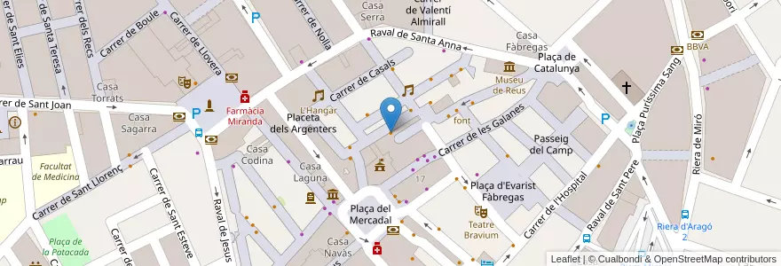 Mapa de ubicacion de Restaurant Joan Urgellès en Espagne, Catalogne, Tarragone, Basse-Campagne, Reus.