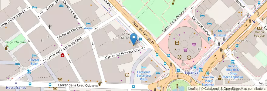 Mapa de ubicacion de Restaurant K-Nos en 西班牙, Catalunya, Barcelona, Barcelonès, Barcelona.