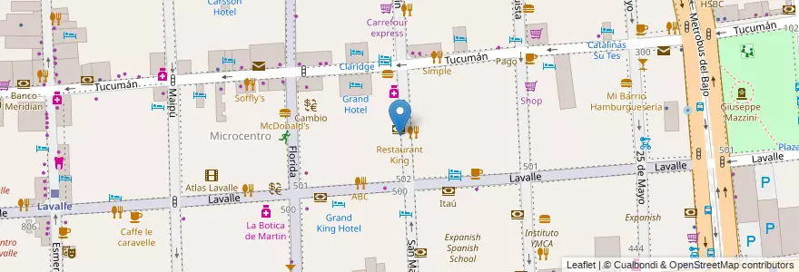Mapa de ubicacion de Restaurant King, San Nicolas en Аргентина, Буэнос-Айрес, Comuna 1, Буэнос-Айрес.