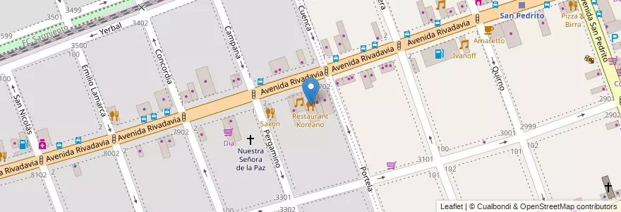 Mapa de ubicacion de Restaurant Koreano, Floresta en Argentinien, Ciudad Autónoma De Buenos Aires, Buenos Aires.