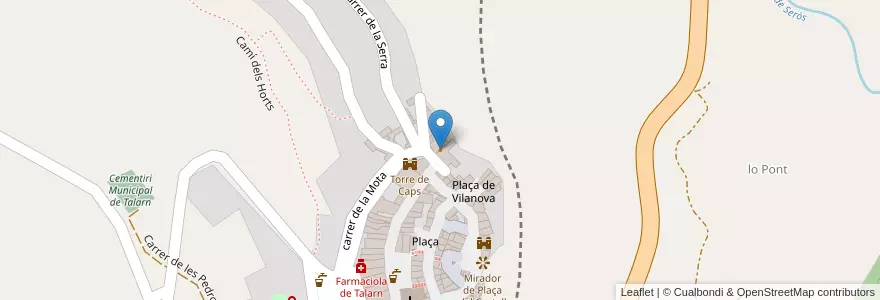 Mapa de ubicacion de Restaurant "la Penya" en Испания, Каталония, Лерида, Пальярс-Хусса, Talarn.
