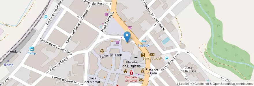 Mapa de ubicacion de Restaurant Les Vidrieres en Испания, Каталония, Лерида, Пальярс-Хусса, Tremp.