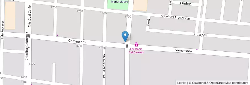 Mapa de ubicacion de Restaurant Los 3 Hermanos en Argentinië, Chili, Mendoza, Departamento Guaymallén, Distrito Belgrano.