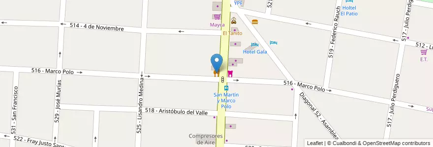 Mapa de ubicacion de Restaurant Maracaibo en 阿根廷, 布宜诺斯艾利斯省, Partido De Tres De Febrero, Caseros.