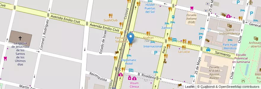 Mapa de ubicacion de Restaurant Maria Antonieta en Argentinien, Chile, Mendoza, Departamento Capital, Sección 2ª Barrio Cívico, Ciudad De Mendoza.