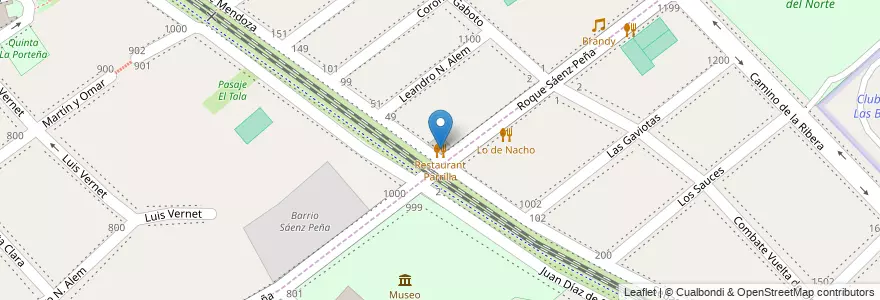 Mapa de ubicacion de Restaurant Parrilla en アルゼンチン, ブエノスアイレス州, Partido De San Isidro, Acassuso.