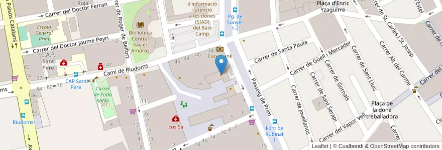 Mapa de ubicacion de Restaurant Pizzeria La Piemontesa en 스페인, Catalunya, Tarragona, Baix Camp, Reus.