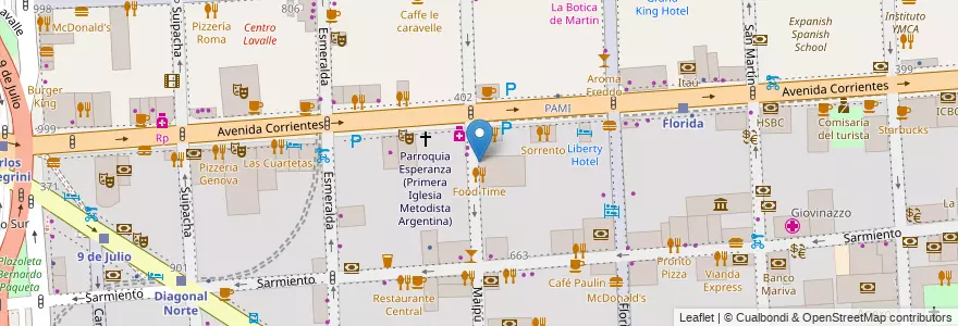 Mapa de ubicacion de Restaurant, San Nicolas en الأرجنتين, Ciudad Autónoma De Buenos Aires, Comuna 1, Buenos Aires.