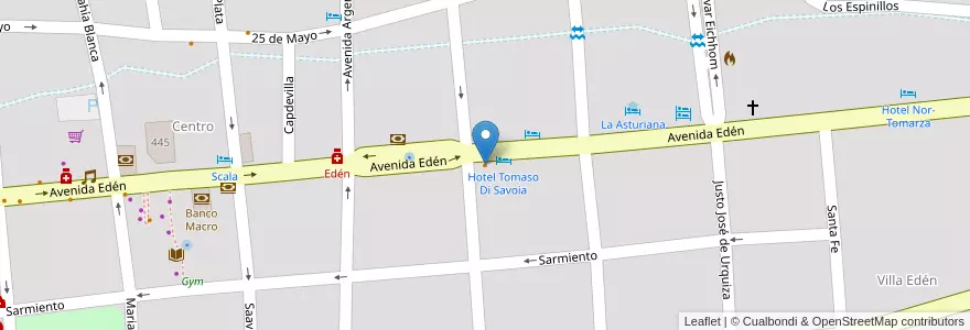 Mapa de ubicacion de Restaurant Tomaso Di Savoia en Argentina, Córdoba, Departamento Punilla, Pedanía San Antonio, Municipio De La Falda.