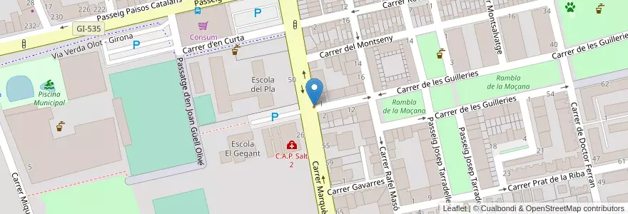 Mapa de ubicacion de Restaurant Vilanova en İspanya, Catalunya, Girona, Gironès, Salt.