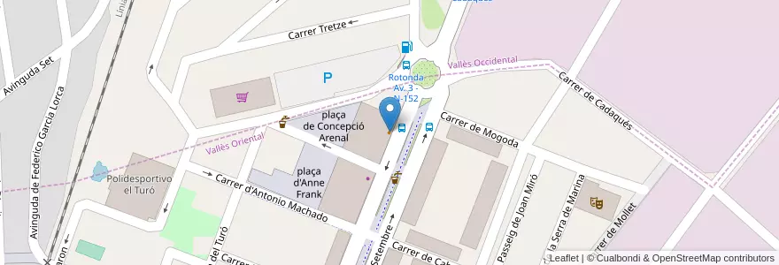 Mapa de ubicacion de Restaurant Xinés Onze de Setembre en Spanje, Catalonië, Barcelona, Vallès Oriental, La Llagosta.