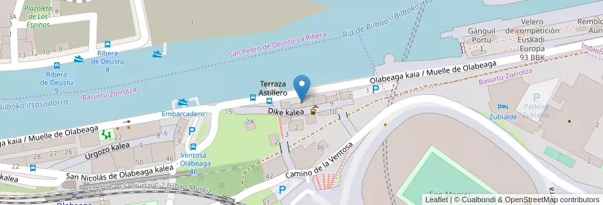 Mapa de ubicacion de Restaurante Astillero Euskalduna en 스페인, Euskadi, Bizkaia, Bilboaldea, 빌바오.