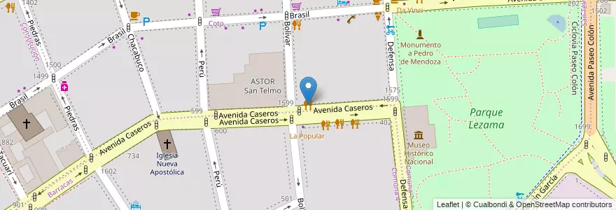 Mapa de ubicacion de Restaurante Bacán, San Telmo en Arjantin, Ciudad Autónoma De Buenos Aires, Comuna 4, Comuna 1, Buenos Aires.