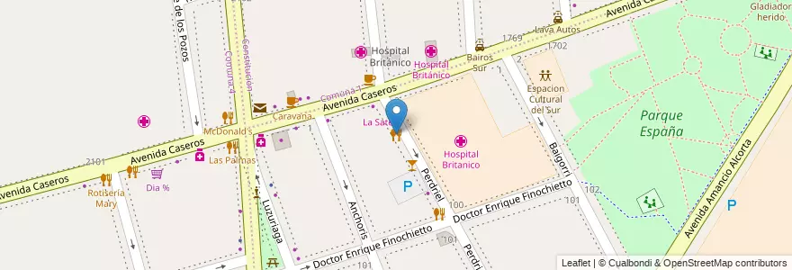 Mapa de ubicacion de Restaurante Bar, Barracas en アルゼンチン, Ciudad Autónoma De Buenos Aires, Comuna 4, ブエノスアイレス.