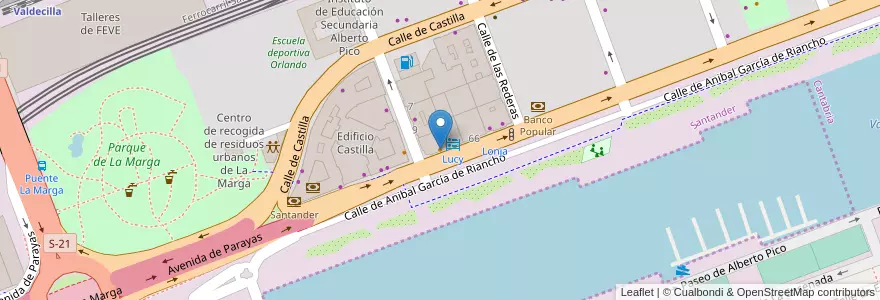 Mapa de ubicacion de Restaurante Barlovento en スペイン, カンタブリア州, カンタブリア州, Santander, Santander.
