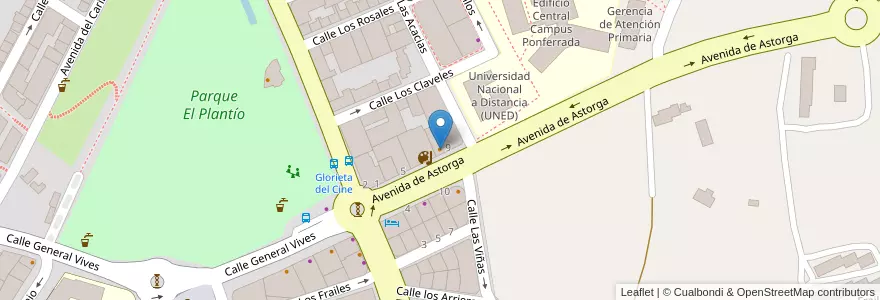 Mapa de ubicacion de Restaurante Burbia en スペイン, カスティーリャ・イ・レオン州, León, El Bierzo, Ponferrada.