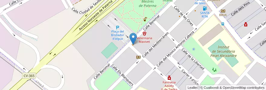 Mapa de ubicacion de Restaurante cafetería Benimar en Испания, Валенсия, Валенсия, L'Horta Oest, Paterna.