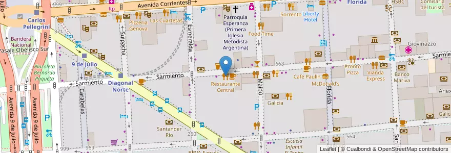 Mapa de ubicacion de Restaurante Central, San Nicolas en الأرجنتين, Ciudad Autónoma De Buenos Aires, Comuna 1, Buenos Aires.