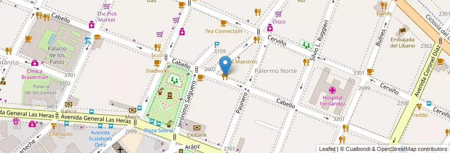 Mapa de ubicacion de Restaurante Chino, Palermo en آرژانتین, Ciudad Autónoma De Buenos Aires, Buenos Aires, Comuna 14.