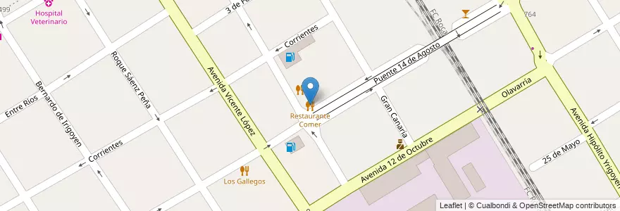 Mapa de ubicacion de Restaurante Comer en アルゼンチン, ブエノスアイレス州, Partido De Quilmes, Quilmes.