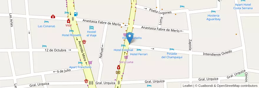 Mapa de ubicacion de Restaurante Coronado en 아르헨티나, Córdoba, Departamento San Alberto, Pedanía Tránsito, Mina Clavero, Municipio De Mina Clavero.
