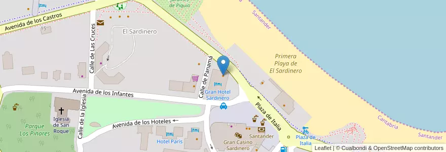 Mapa de ubicacion de Restaurante del Gran Hotel Sardinero en Spanien, Kantabrien, Cantabria, Santander, Santander.