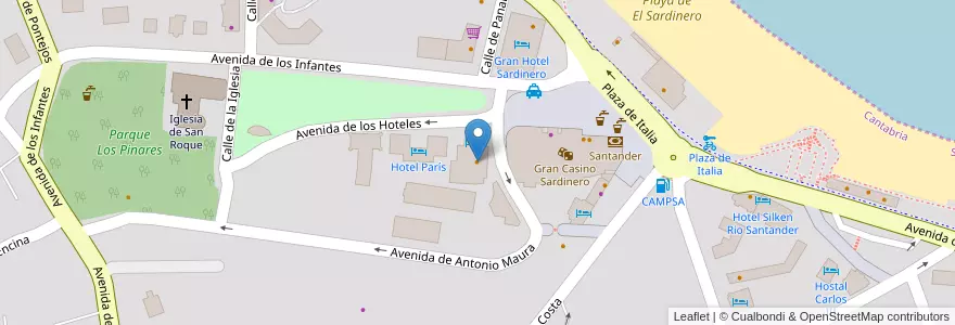 Mapa de ubicacion de Restaurante del Hotel Hoyuela en اسپانیا, Cantabria, استان کانتابریا, Santander, Santander.