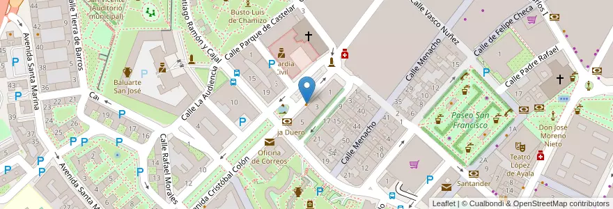 Mapa de ubicacion de Restaurante Dosca II en スペイン, エストレマドゥーラ州, バダホス, Tierra De Badajoz, バダホス.