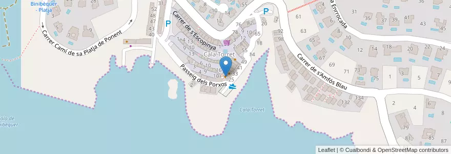 Mapa de ubicacion de Restaurante D.P. Cala Torret en Spanien, Balearische Inseln, Spanien (Territoriale Gewässer), Menorca, Balearische Inseln.