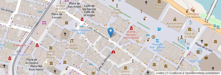 Mapa de ubicacion de Restaurante drach en 西班牙, Aragón, 萨拉戈萨, Zaragoza, 萨拉戈萨.