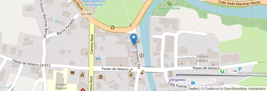 Mapa de ubicacion de Restaurante El Hombre Pez en إسبانيا, كانتابريا, منطقة كانتابريا, Trasmiera, Liérganes.