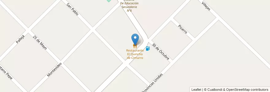 Mapa de ubicacion de Restaurante El Quincho de Cimurro en アルゼンチン, ブエノスアイレス州, Partido De Magdalena, General Mansilla.