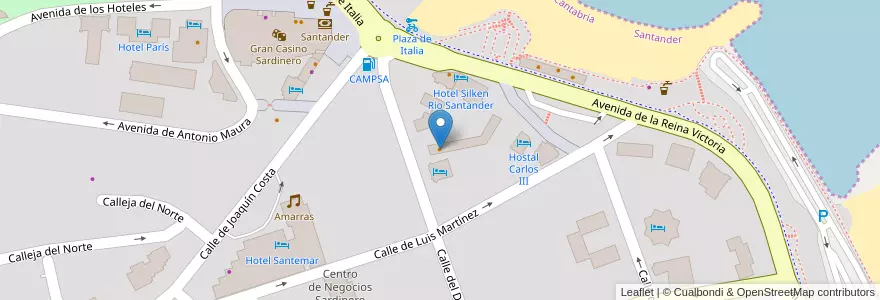 Mapa de ubicacion de Restaurante Hotel Apartamentos Don Carlos en Espagne, Cantabrie, Cantabria, Santander, Santander.