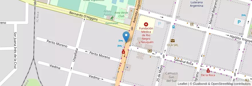 Mapa de ubicacion de Restaurante Hotel Cipolletti en アルゼンチン, チリ, リオネグロ州, Cipolletti, Departamento General Roca.