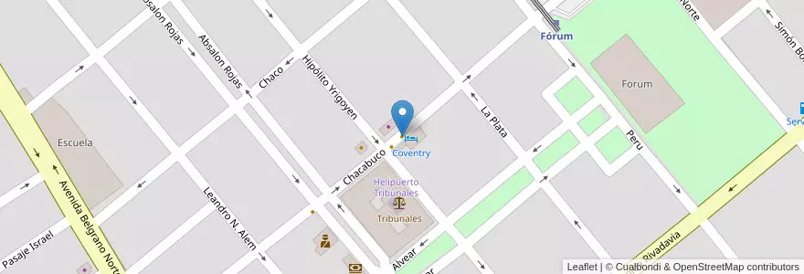 Mapa de ubicacion de Restaurante Hotel Coventry en アルゼンチン, サンティアゴ・デル・エステロ州, Departamento Capital, Santiago Del Estero.